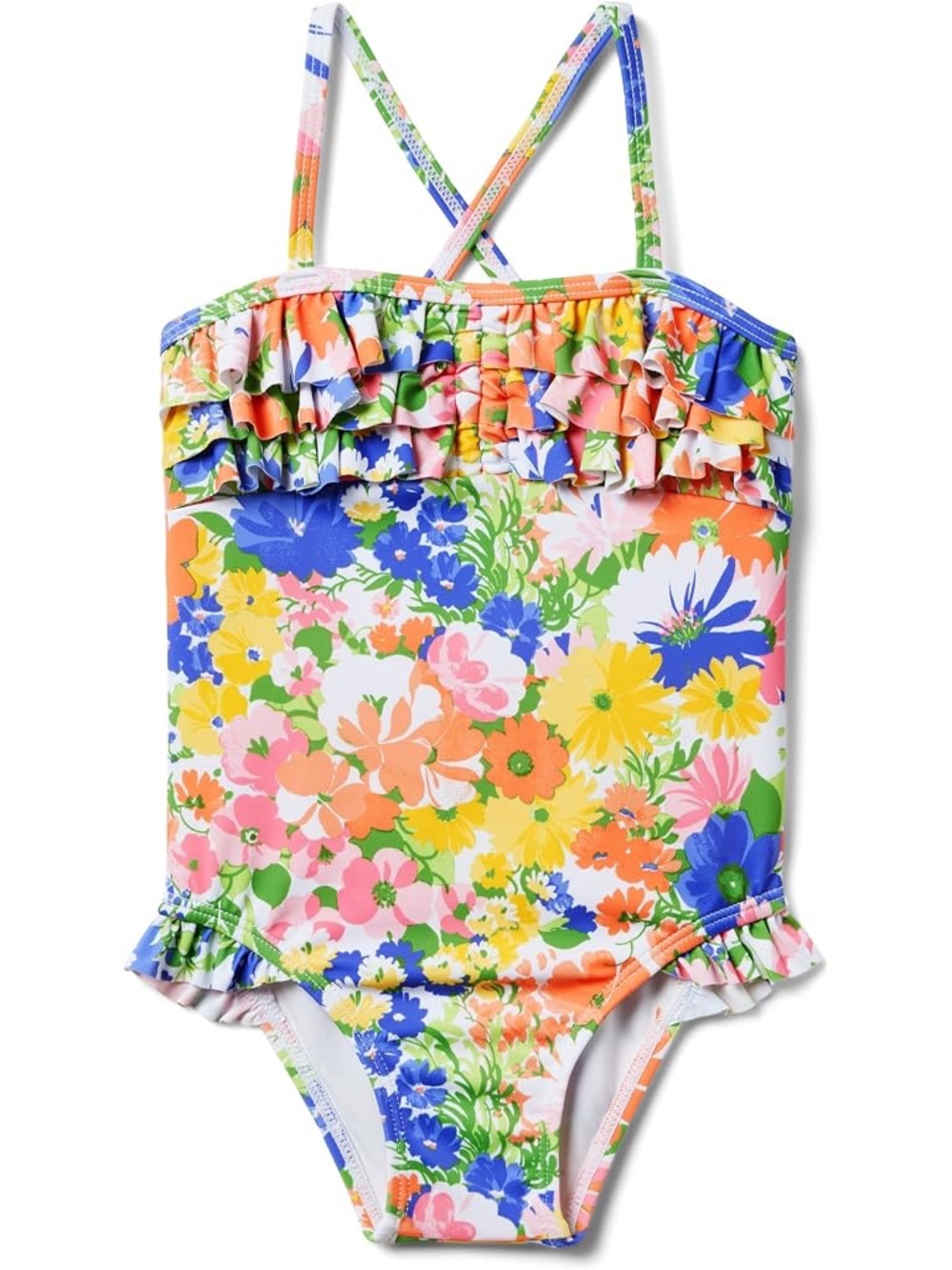Janie and Jack Multicolor Floral Ruffle One-Piece Swimsuit